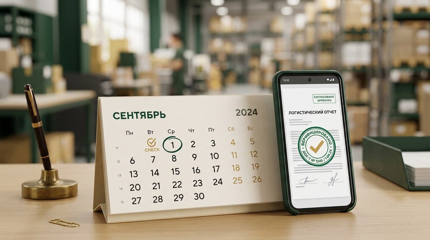 Календарь с отмеченным 1 сентября и подписанный электронный документ